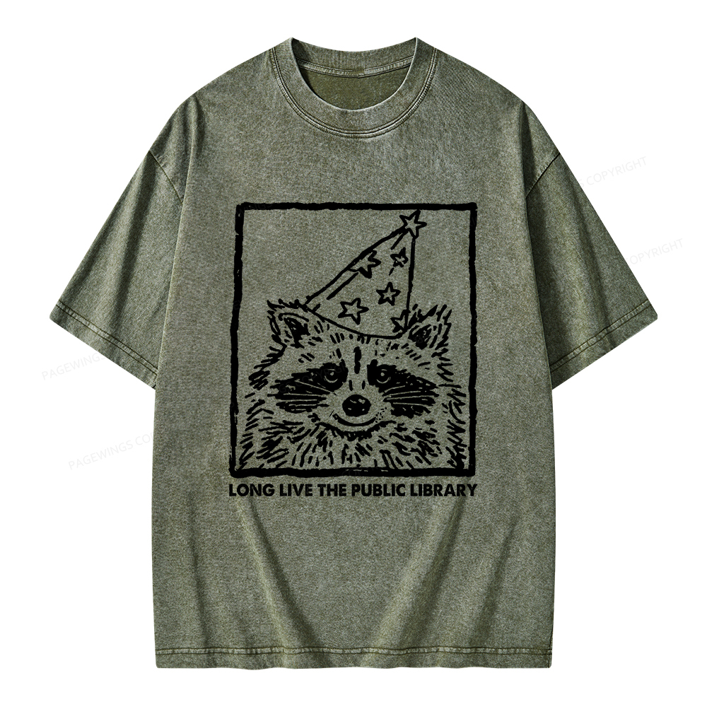 Pagewings Long Live The Public Library Unisex Washed T-shirt