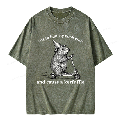 Pagewings Off To Fantasy Book Club Unisex Washed T-shirt
