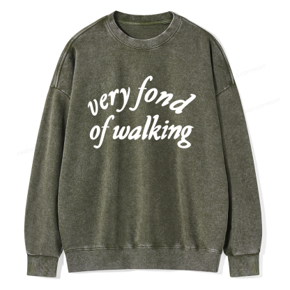 Pagewings Very Fond of Walking Unisex Washed Sweatshirt
