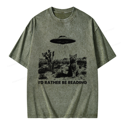 Pagewings I'd Rather Be Reading Unisex Washed T-shirt
