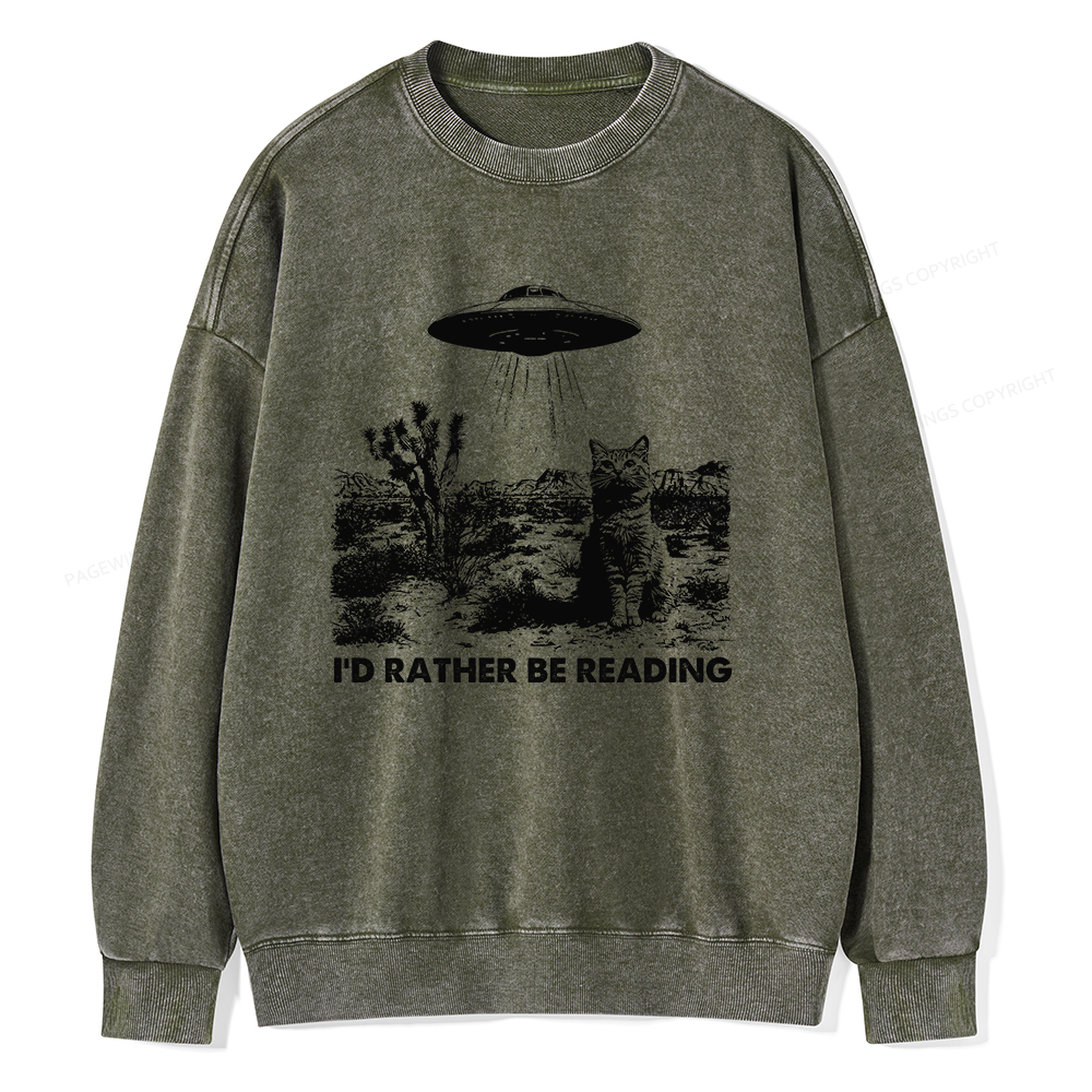 Pagewings I'd Rather Be Reading Unisex Washed Sweatshirt