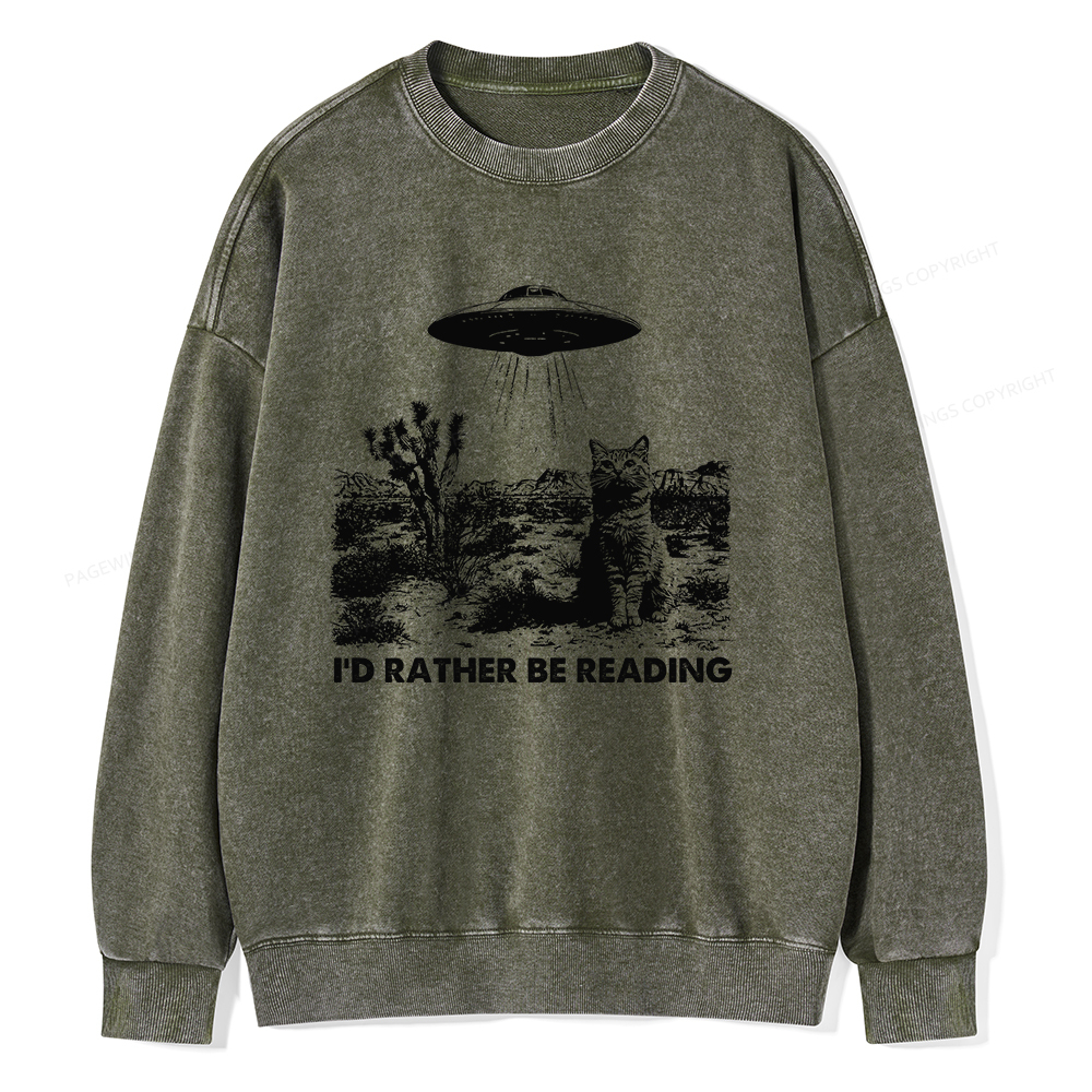 Pagewings I'd Rather Be Reading Unisex Washed Sweatshirt