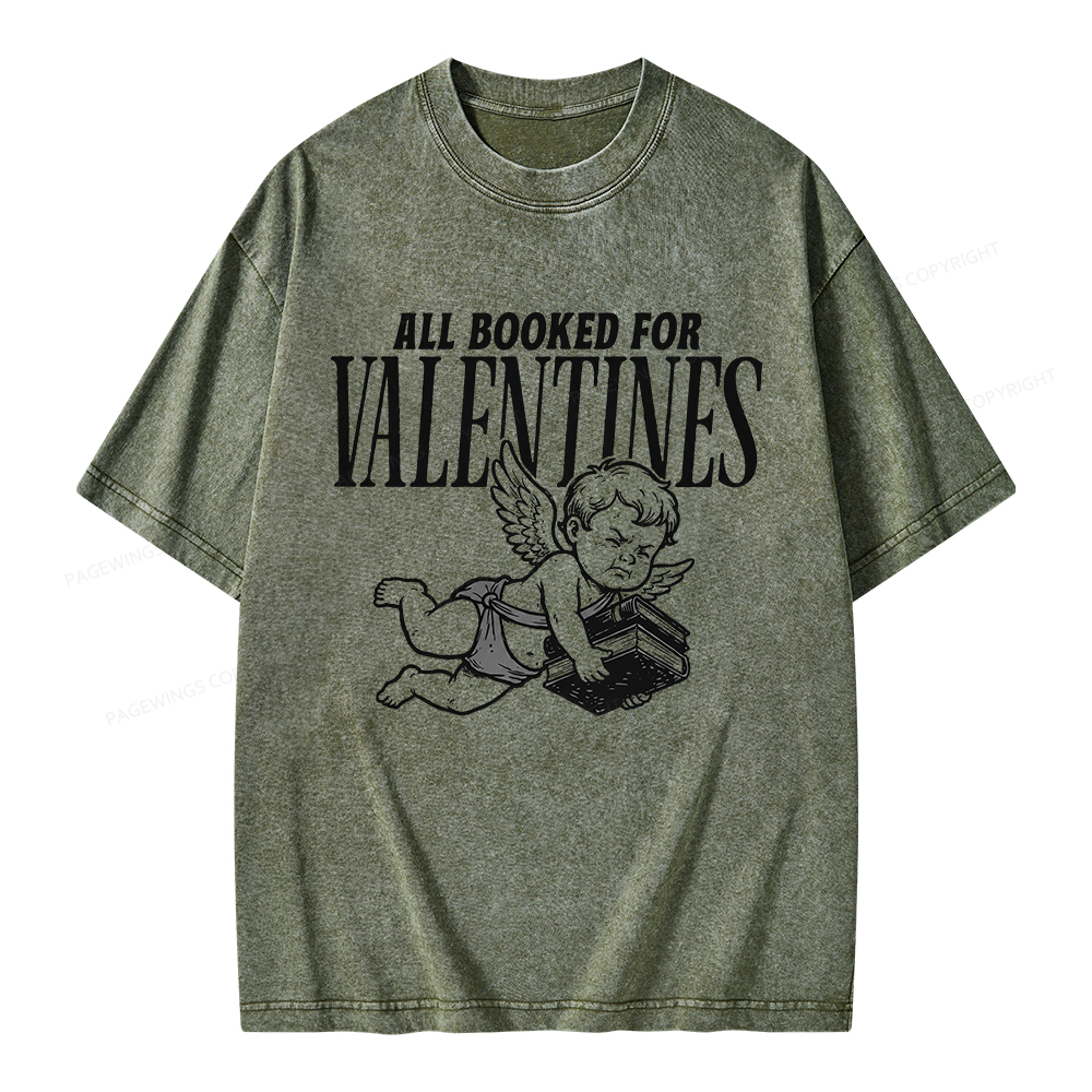 Pagewings All Booked For Valentine's Day Unisex Washed T-shirt