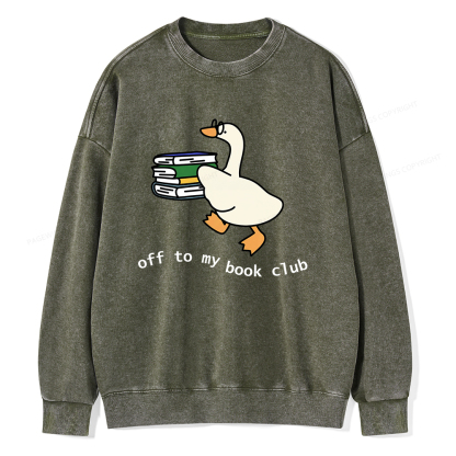 Pagewings Goose Book Club Unisex Washed Sweatshirt