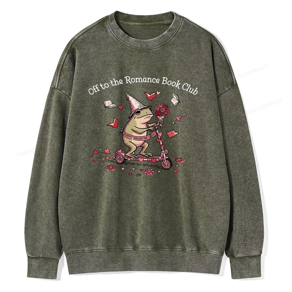 Pagewings Off to the Romance Book Club Unisex Washed Sweatshirt