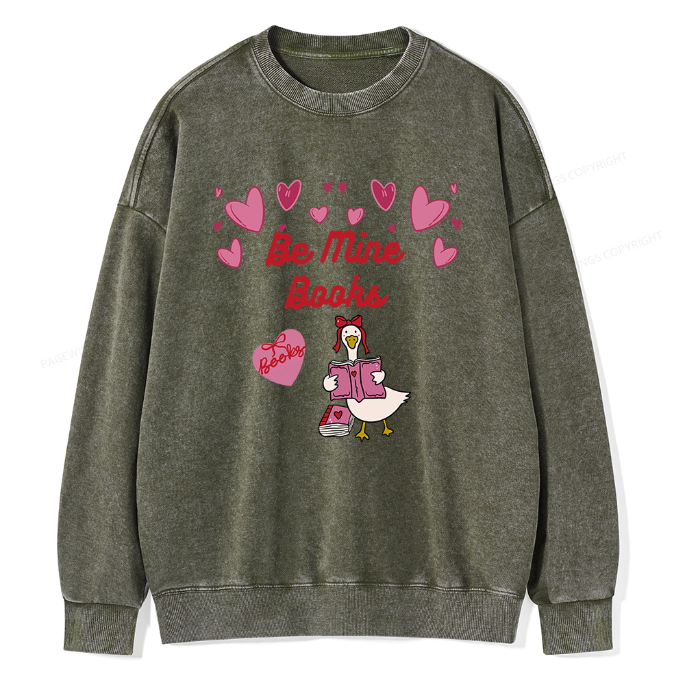 Pagewings Be Mine Books  Unisex Washed Sweatshirt