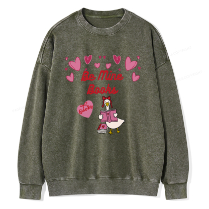 Pagewings Be Mine Books  Unisex Washed Sweatshirt