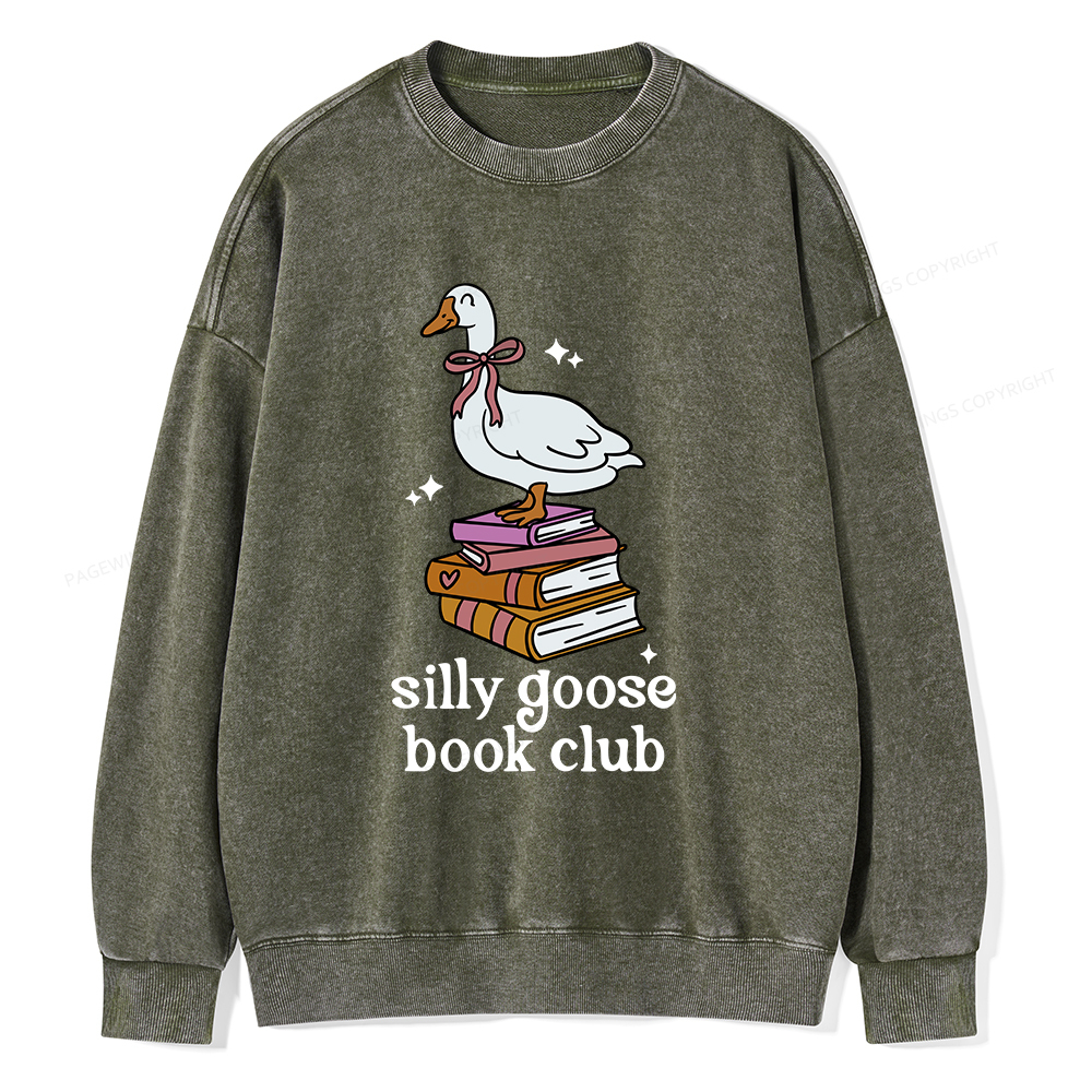 Pagewings Silly Goose Book Club Unisex Washed Sweatshirt