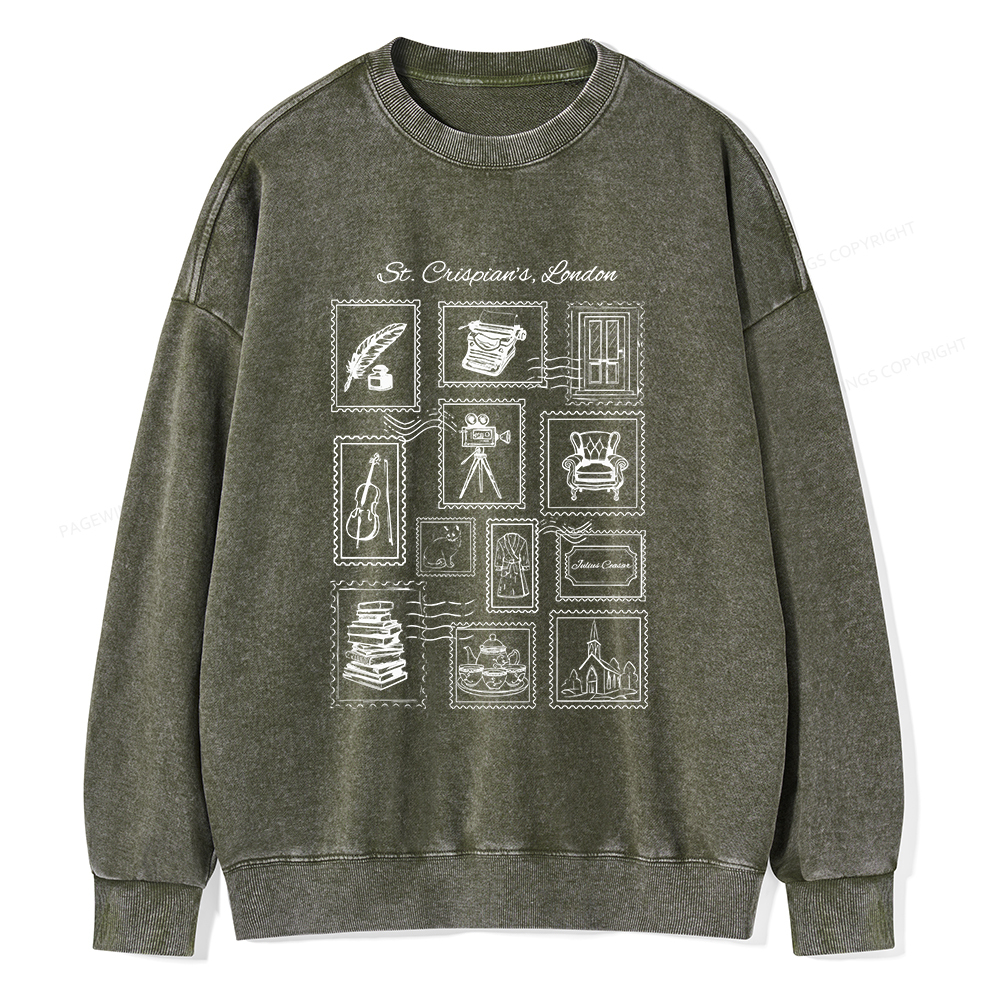 Pagewings Crispian's Stamp Unisex Washed Sweatshirt