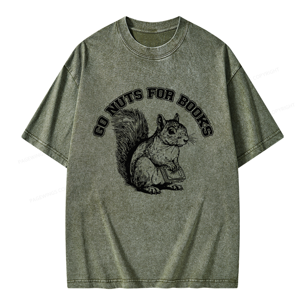 Pagewings Go Nuts For Books Unisex Washed T-shirt