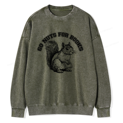 Pagewings Go Nuts For Books Unisex Washed Sweatshirt