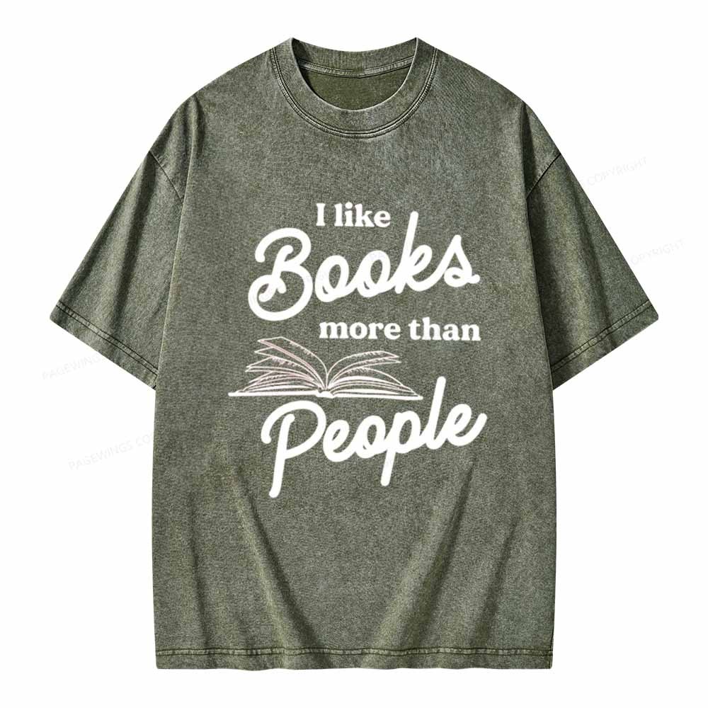 Pagewings Books More Than People Unisex Tee Unisex Washed T-shirt