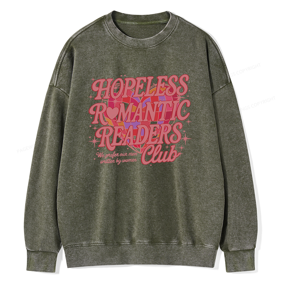 Pagewings Hopeless Romantic Readers Club Unisex Washed Sweatshirt