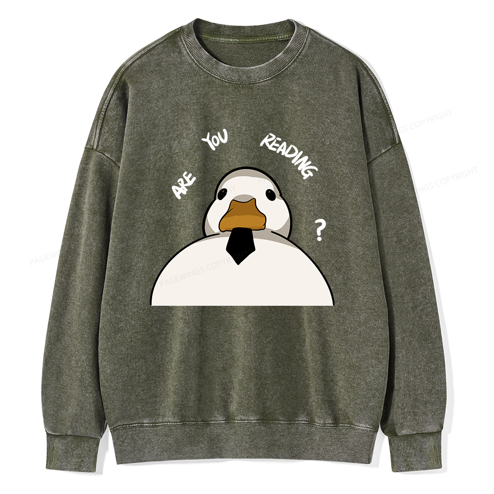 Pagewings Are You Reading Unisex Washed Sweatshirt