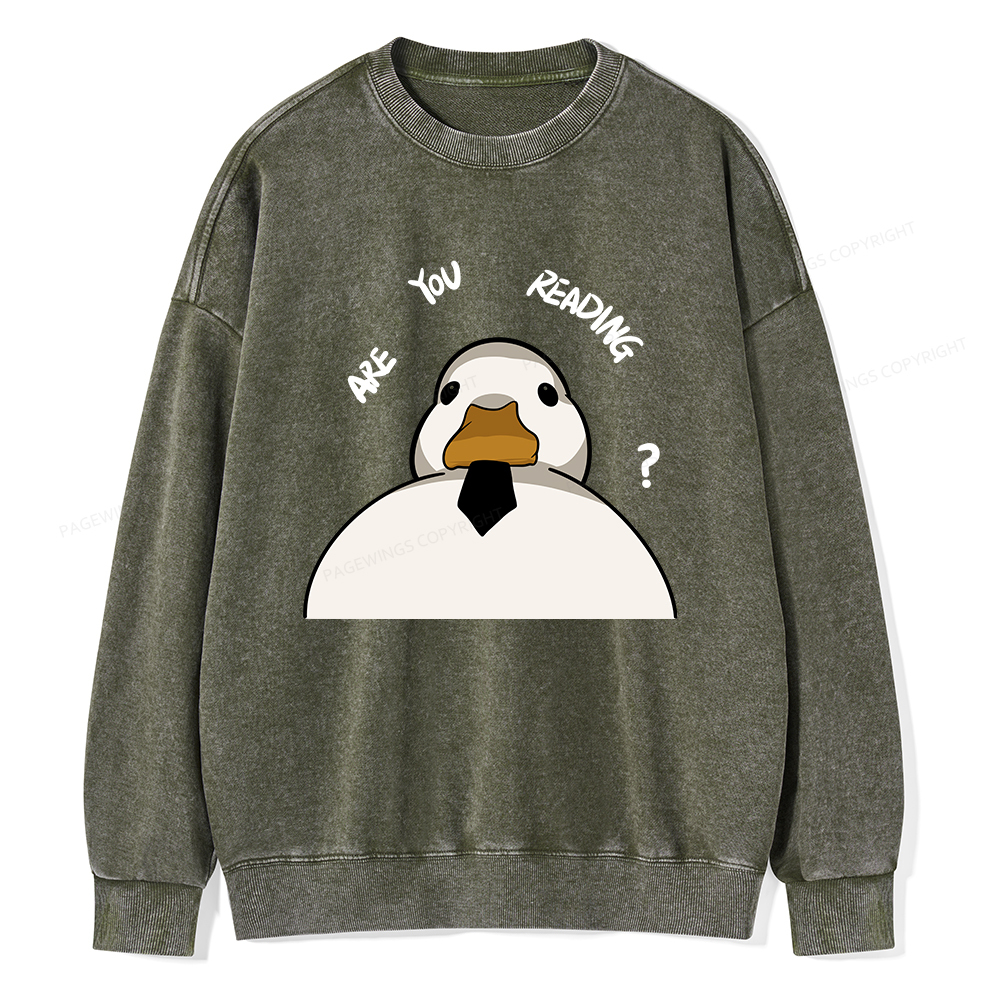Pagewings Are You Reading Unisex Washed Sweatshirt