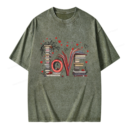 Pagewings Love Books Unisex Washed T-shirt