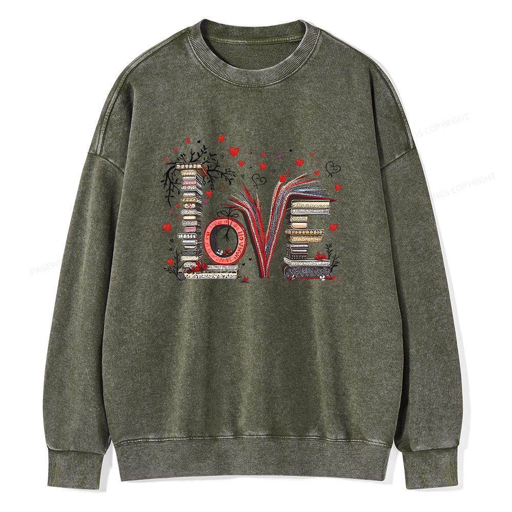 Pagewings Love Books Unisex Washed Sweatshirt