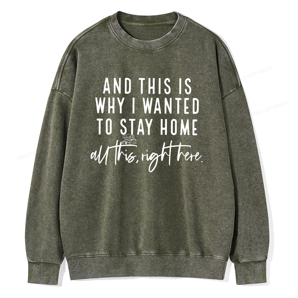 Pagewings And This Is Why I Wanted To Stay Home Unisex Washed Sweatshirt