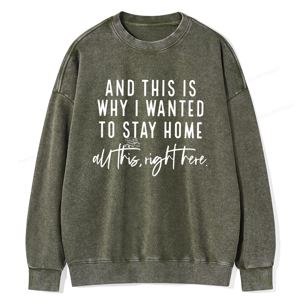 Pagewings And This Is Why I Wanted To Stay Home Unisex Washed Sweatshirt