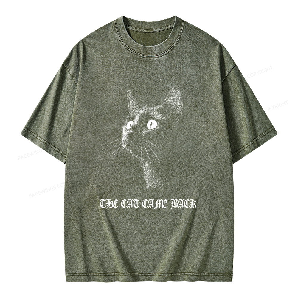 Pagewings The Cat Came Back Unisex Washed T-shirt