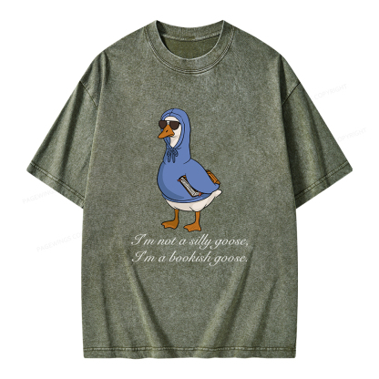 Pagewings I’m Not A Silly Goose I’m A Bookish Goose Unisex Washed T-shirt