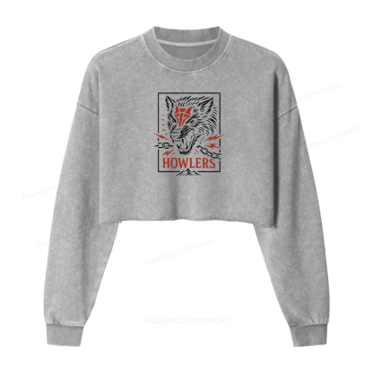 Pagewings Howlers Women Washed Crop Sweatshirt
