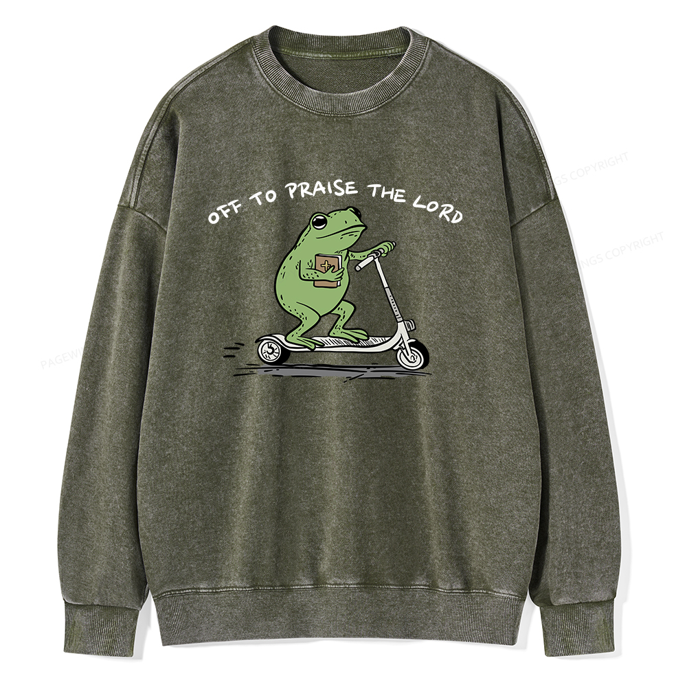 Pagewings Off To Praise The Lord Unisex Washed Sweatshirt