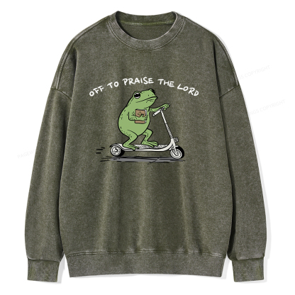 Pagewings Off To Praise The Lord Unisex Washed Sweatshirt