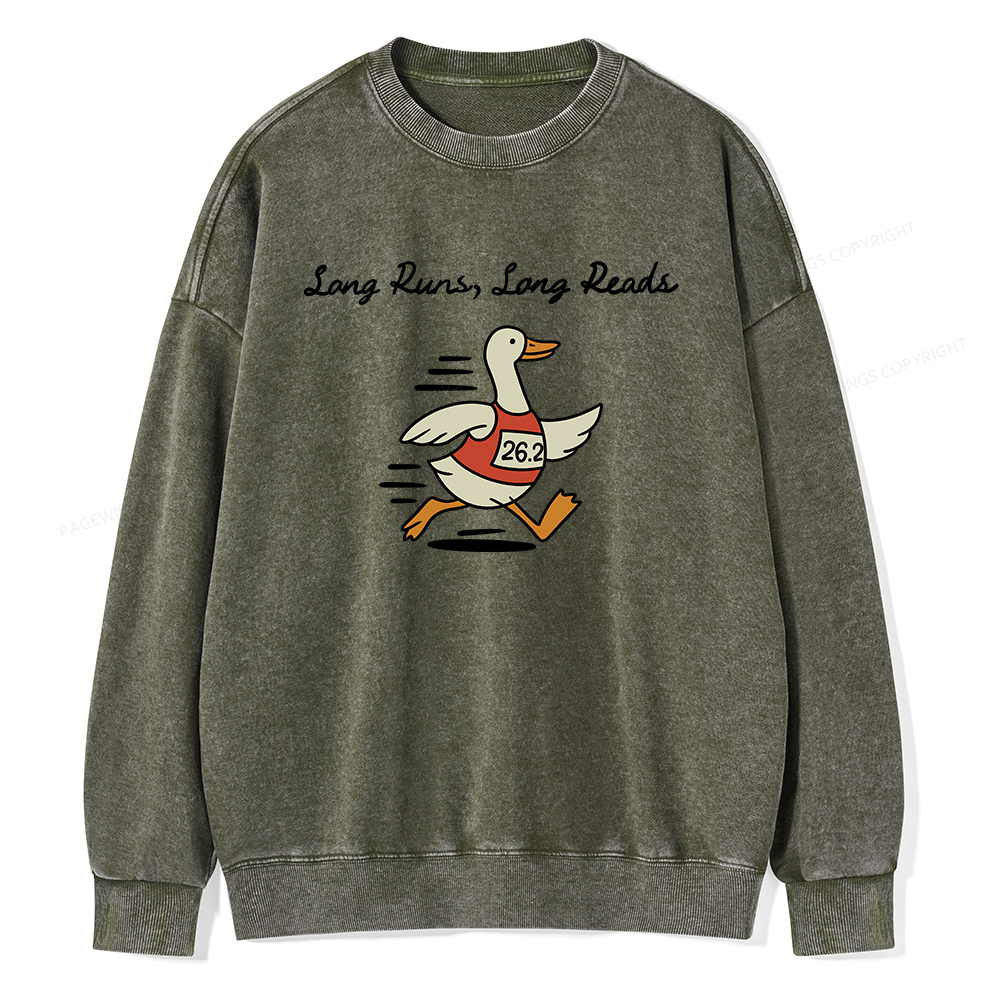 Pagewings Long Runs Long Reads Unisex Washed Sweatshirt