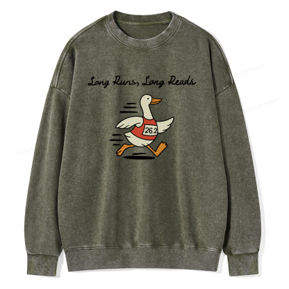 Pagewings Long Runs Long Reads Unisex Washed Sweatshirt