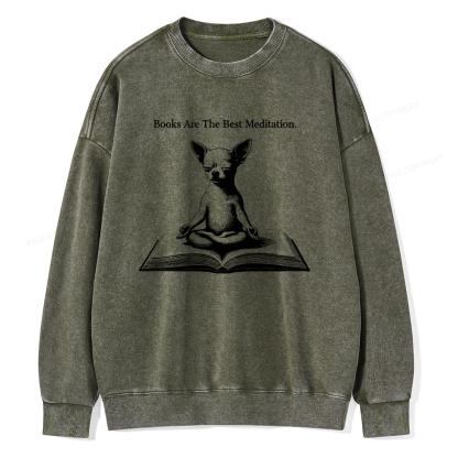Pagewings Books Are The Best Meditation Unisex Washed Sweatshirt