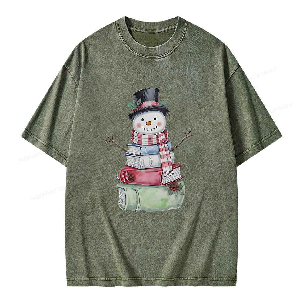 Pagewings Snowman Book Unisex Washed T-shirt