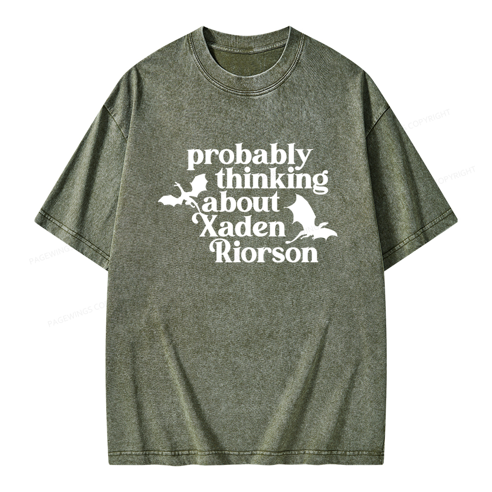 Pagewings Probably Thinking About Xaden Riorson Unisex Washed T-shirt