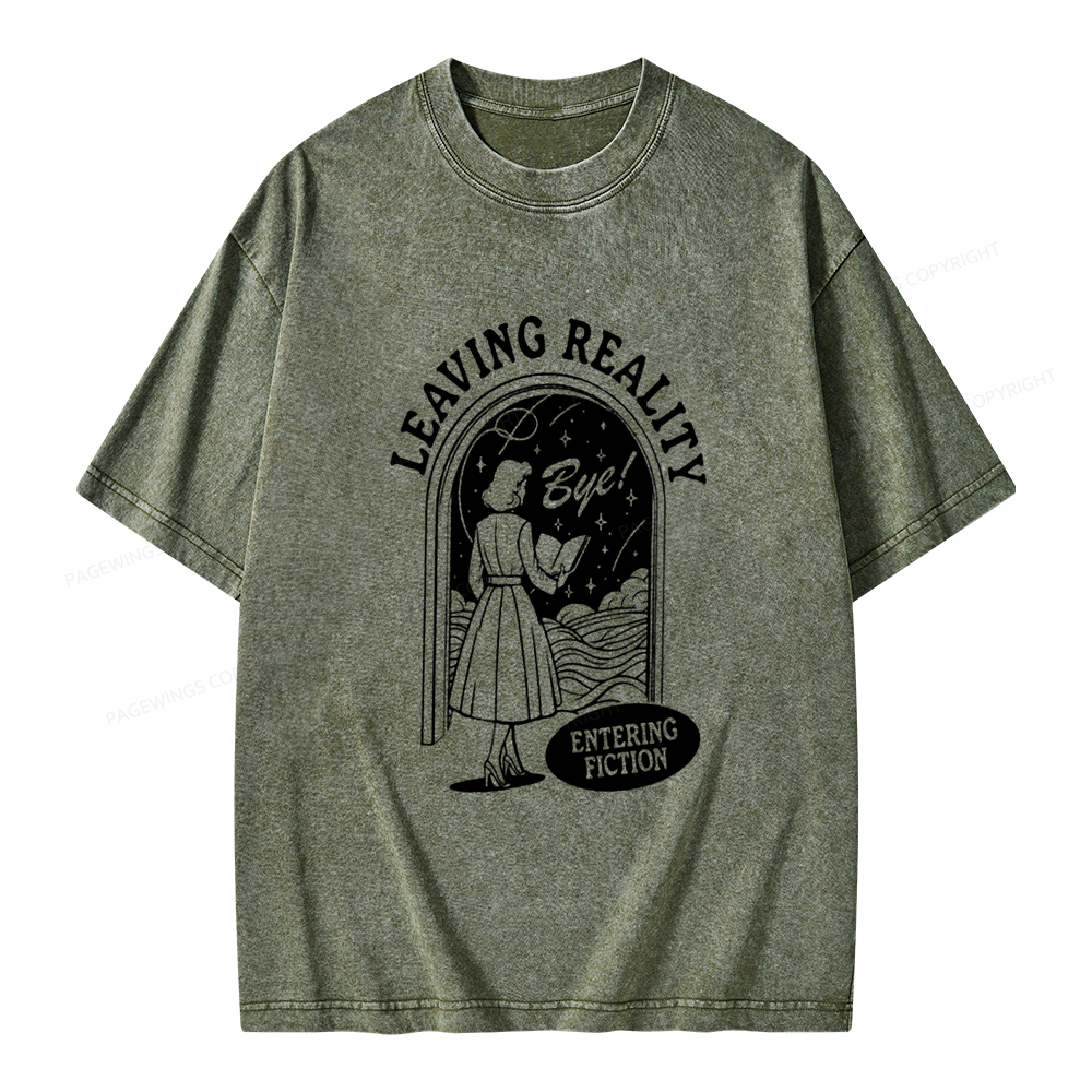 Pagewings Leaving Reality Entering Fiction Shirt Unisex Washed T-shirt