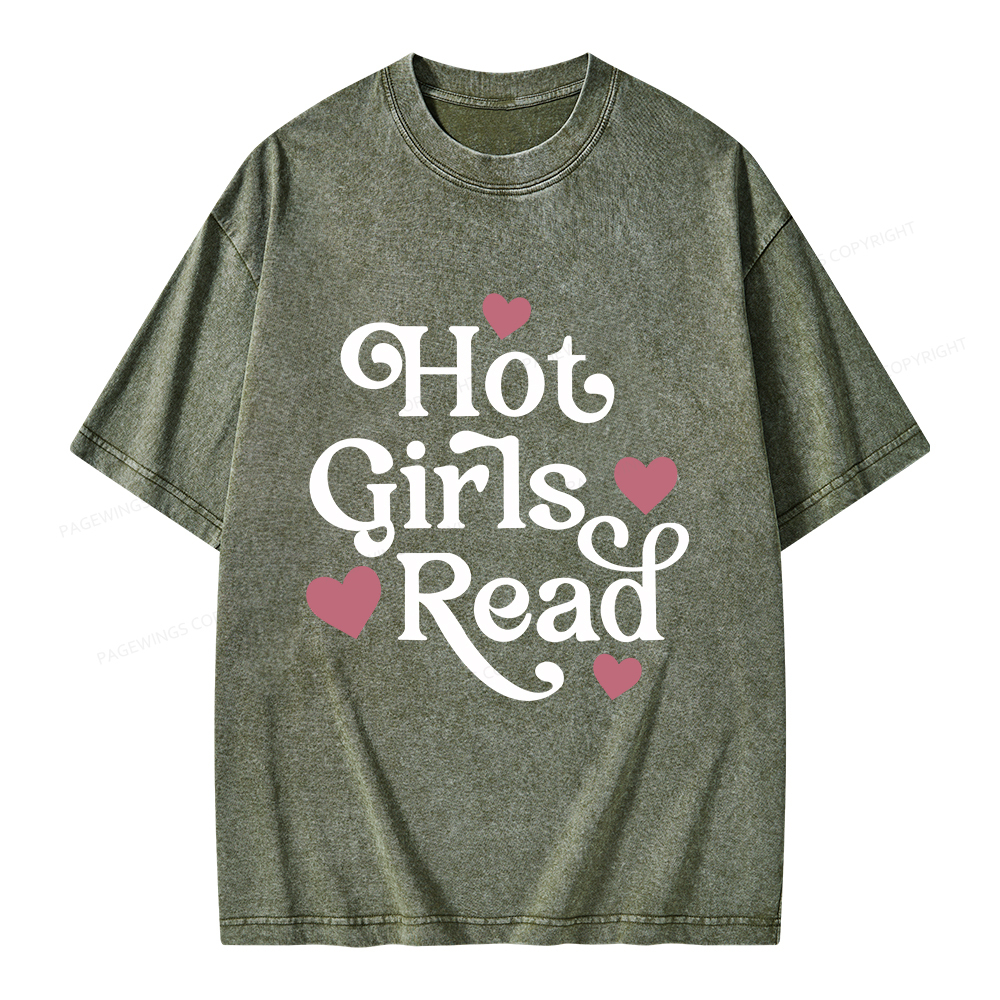 Pagewings Hot Girls Read Unisex Washed T-shirt