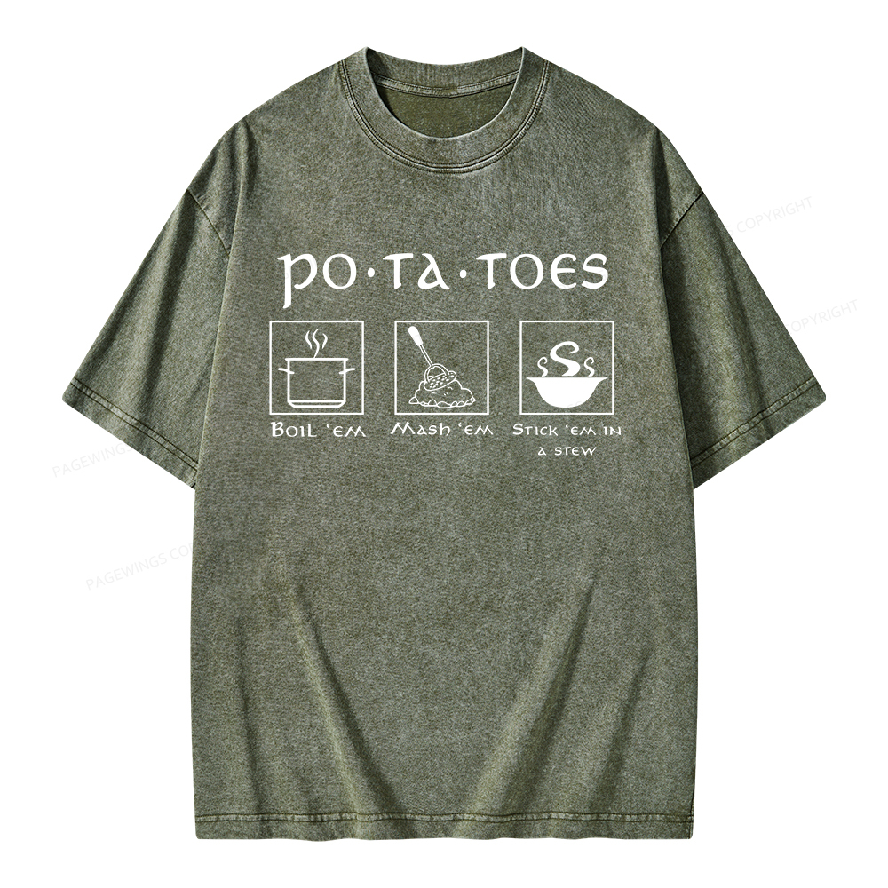 Pagewings Potatoes Unisex Washed T-shirt