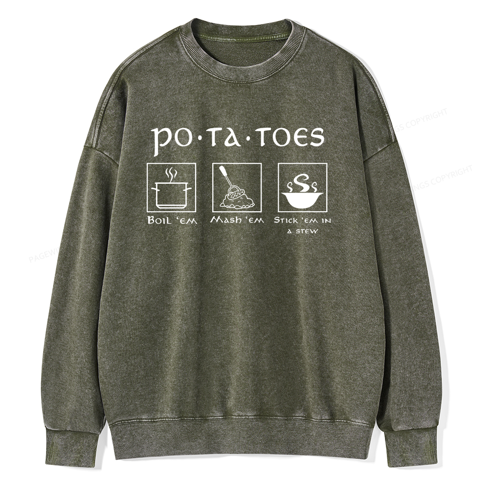 Pagewings Potatoes Unisex Washed Sweatshirt