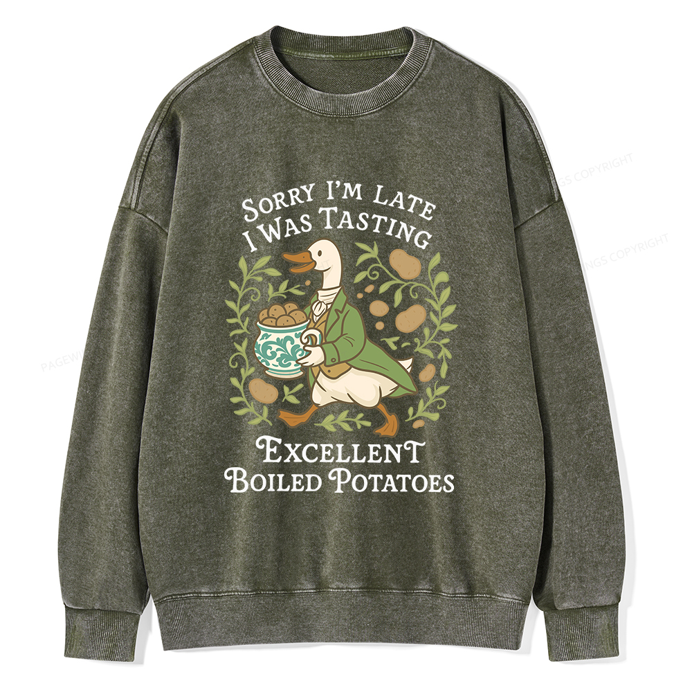 Pagewings Boiled Potatoes Unisex Washed Sweatshirt
