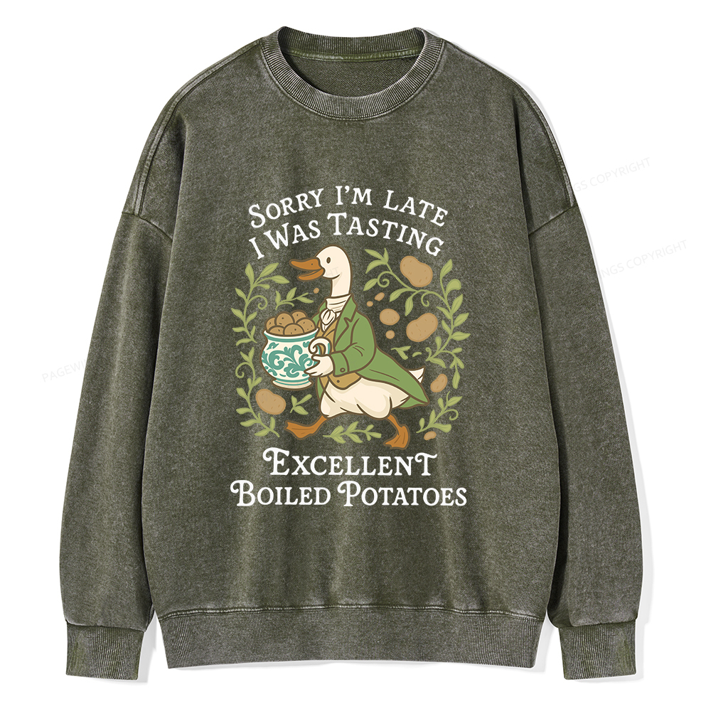 Pagewings Boiled Potatoes Unisex Washed Sweatshirt