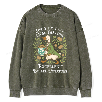 Pagewings Boiled Potatoes Unisex Washed Sweatshirt
