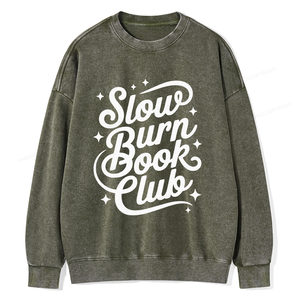 Pagewings Slow Burn Book Club Unisex Washed Sweatshirt