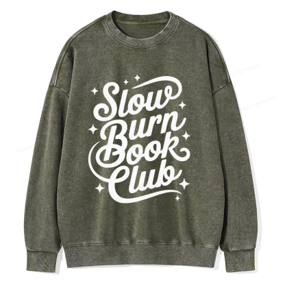 Pagewings Slow Burn Book Club Unisex Washed Sweatshirt