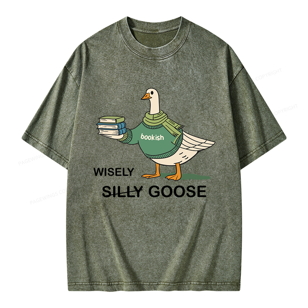 Pagewings Wisely Silly Goose  Unisex Washed T-shirt