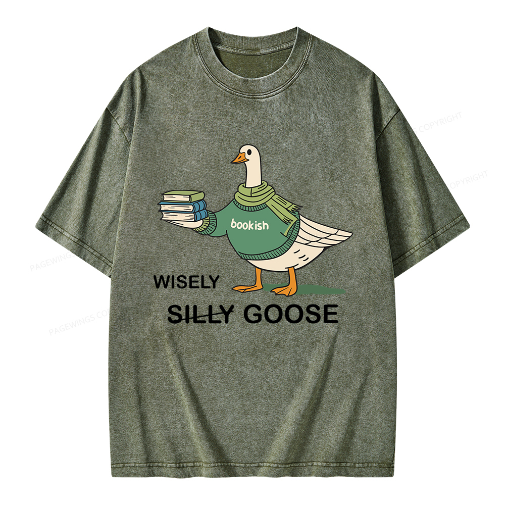 Pagewings Wisely Silly Goose  Unisex Washed T-shirt