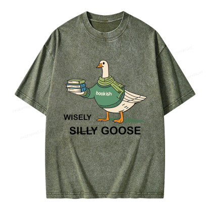Pagewings Wisely Silly Goose  Unisex Washed T-shirt