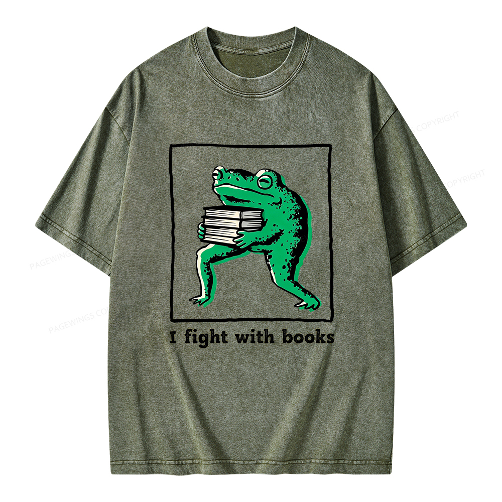Pagewings I Fight With Books Unisex Washed T-shirt