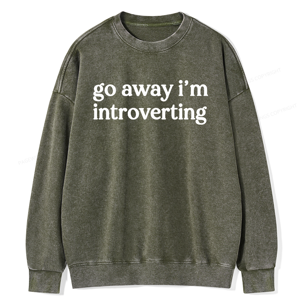 Pagewings Go Away I'm Introverted Unisex Washed Sweatshirt