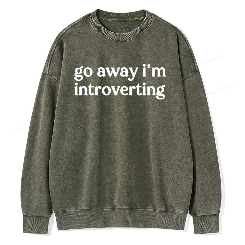 Pagewings Go Away I'm Introverted Unisex Washed Sweatshirt