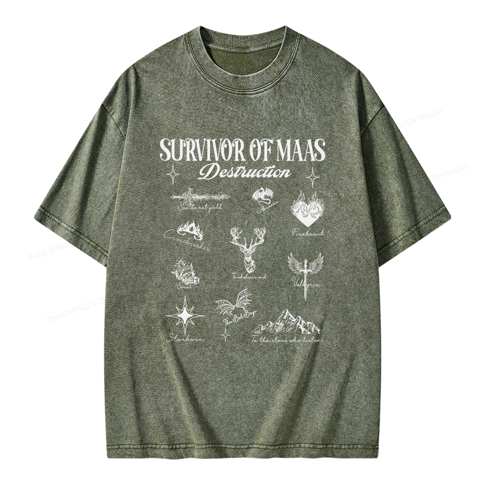 Pagewings Survivor of Maas Unisex Washed T-shirt