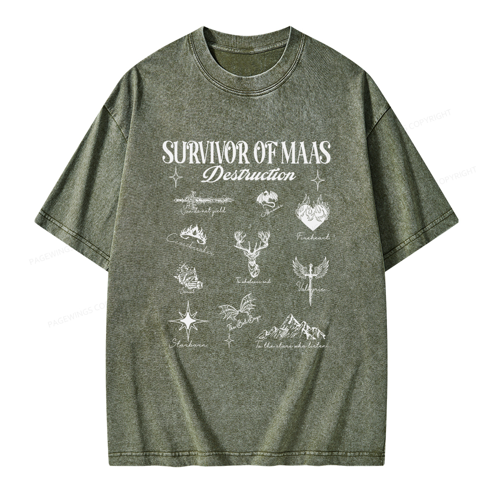 Pagewings Survivor of Maas Unisex Washed T-shirt
